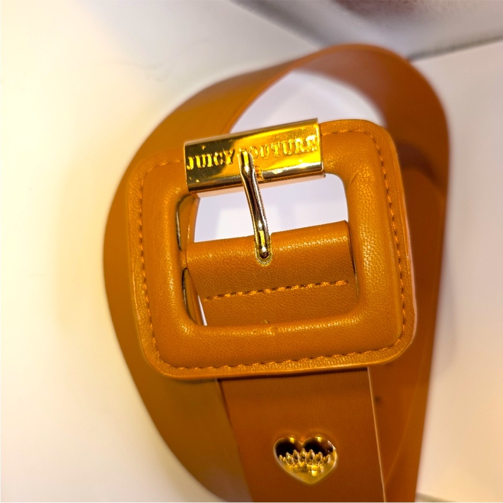 New w/Tags! Juicy Couture Women’s Belt Tan/ Brown Gold Trim - Picture 5 of 6